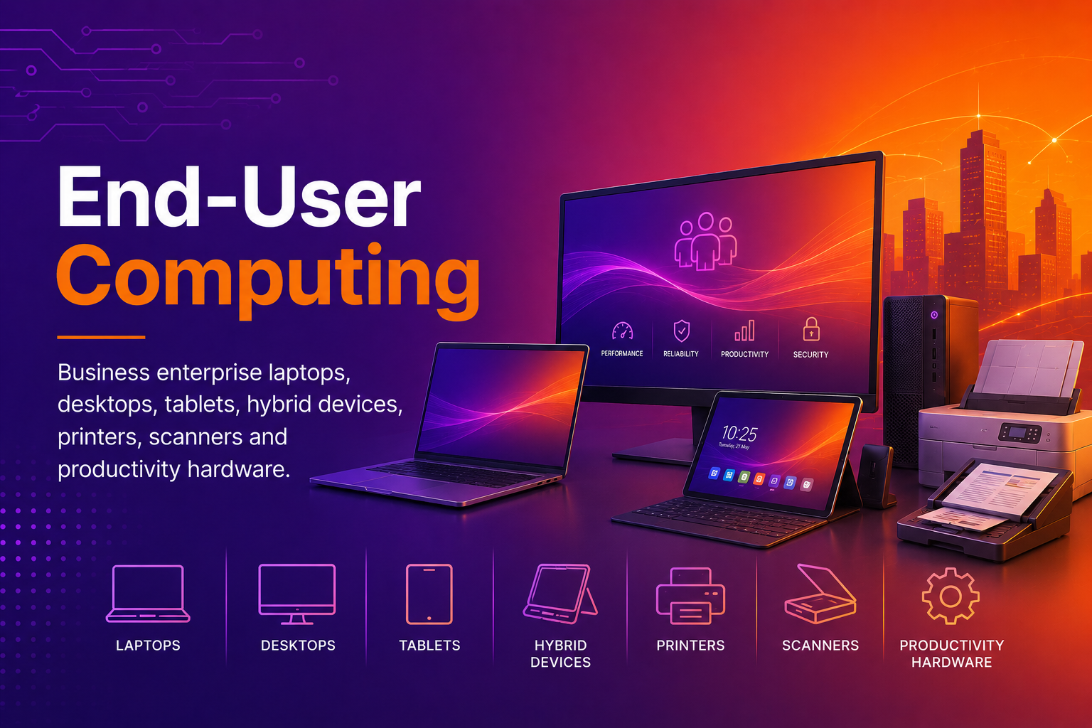 End-User Computing service overview - Business laptops, desktops, tablets, printers, scanners and productivity hardware.